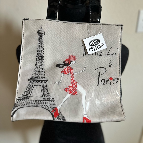 Very elegant bag “Rendez vous a Paris” black and beige 10”x10” - Picture 2 of 3